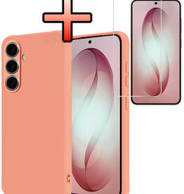 NoXx NoXx Samsung Galaxy S26 Hoesje Siliconen Met Screenprotector - Perzik