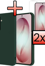 NoXx NoXx Samsung Galaxy S26 Hoesje Siliconen Met 2x Screenprotector - Donkergroen