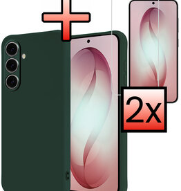 NoXx NoXx Samsung Galaxy S26 Hoesje Siliconen Met 2x Screenprotector - Donkergroen