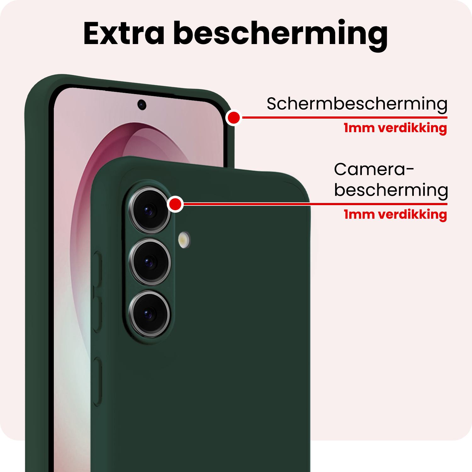 NoXx NoXx Samsung Galaxy S26 Hoesje Siliconen Met 2x Screenprotector - Donkergroen