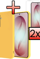 NoXx NoXx Samsung Galaxy S26 Hoesje Siliconen Met 2x Screenprotector - Geel