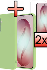 NoXx NoXx Samsung Galaxy S26 Hoesje Siliconen Met 2x Screenprotector - Groen