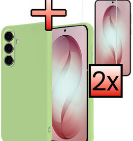 NoXx NoXx Samsung Galaxy S26 Hoesje Siliconen Met 2x Screenprotector - Groen