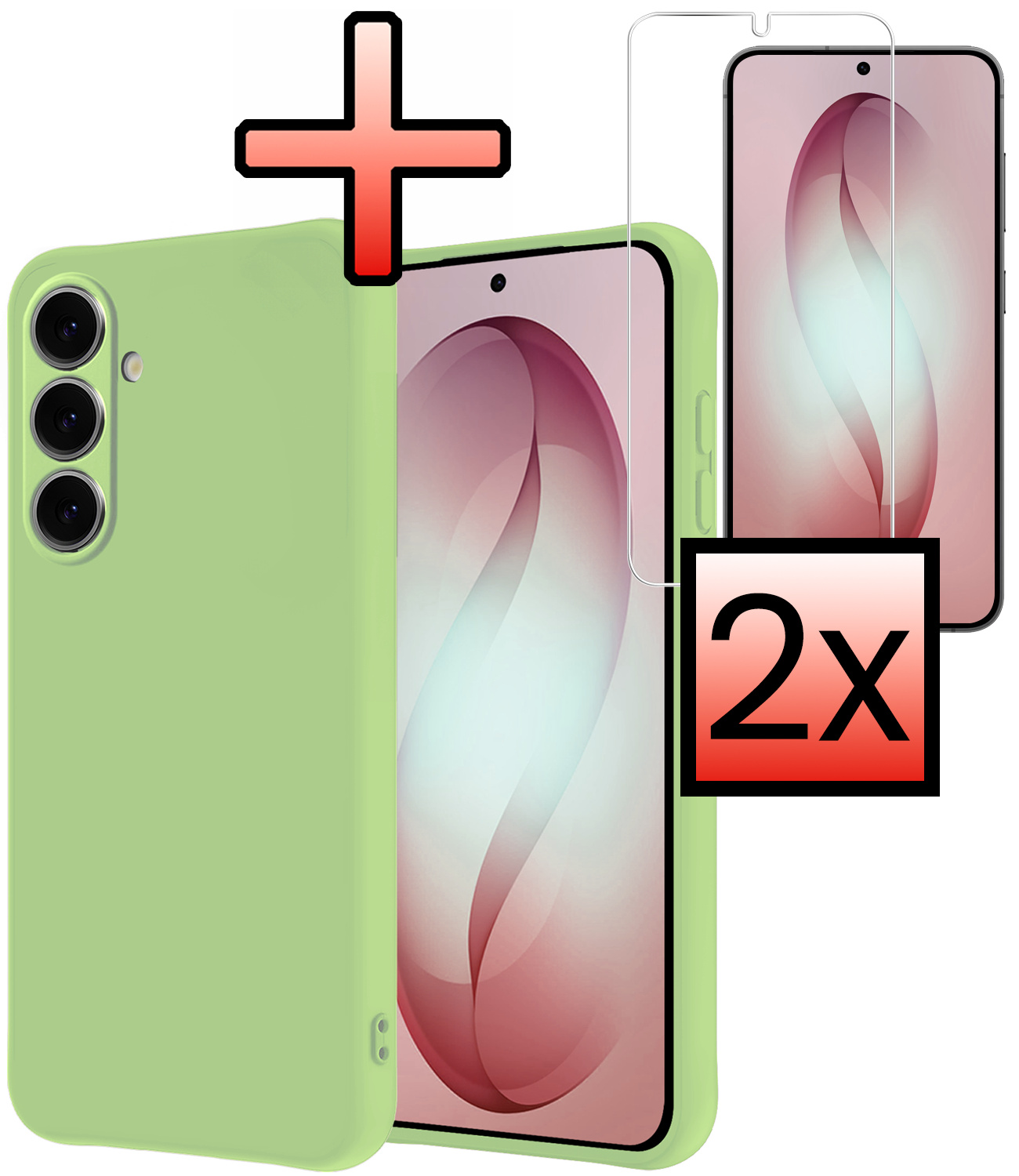 NoXx NoXx Samsung Galaxy S26 Hoesje Siliconen Met 2x Screenprotector - Groen