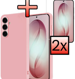 NoXx NoXx Samsung Galaxy S26 Hoesje Siliconen Met 2x Screenprotector - Lichtroze