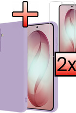 NoXx NoXx Samsung Galaxy S26 Hoesje Siliconen Met 2x Screenprotector - Lila