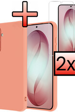 NoXx NoXx Samsung Galaxy S26 Hoesje Siliconen Met 2x Screenprotector - Perzik