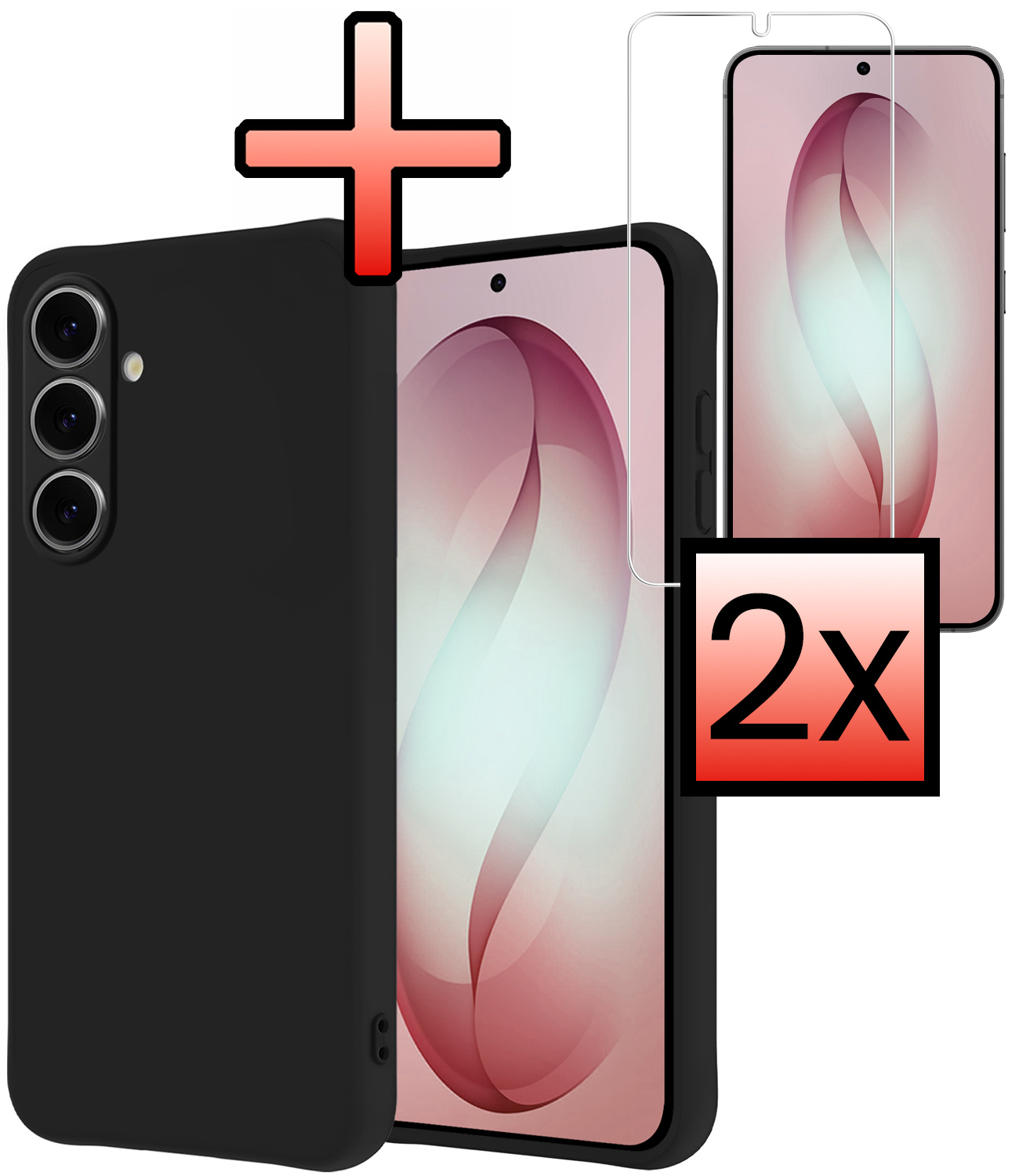 NoXx NoXx Samsung Galaxy S26 Hoesje Siliconen Met 2x Screenprotector - Zwart