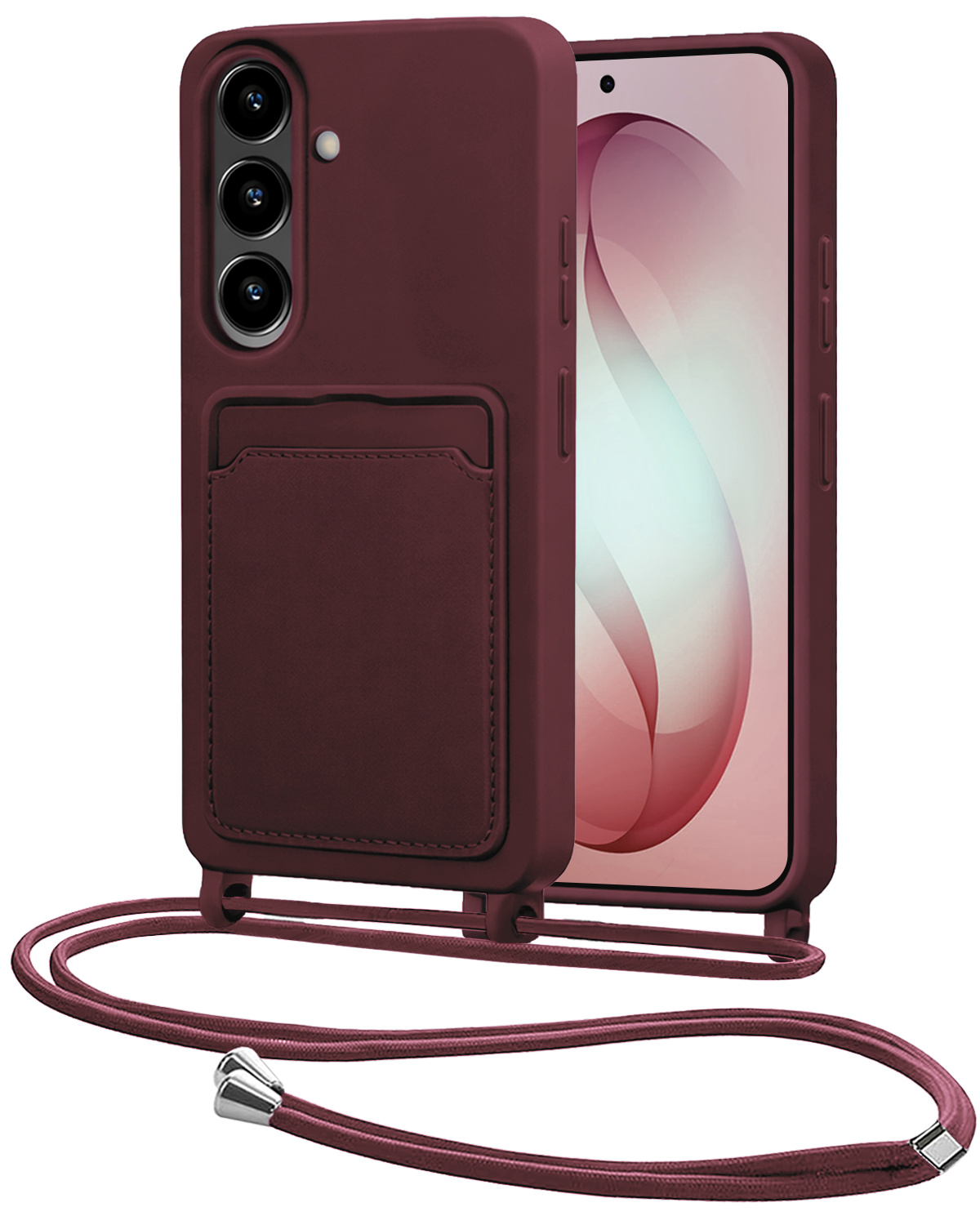 NoXx NoXx Samsung Galaxy S26 Hoesje Pashouder met Koord - Aubergine