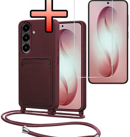 NoXx NoXx Samsung Galaxy S26 Hoesje Pashouder met Koord Met Screenprotector - Aubergine