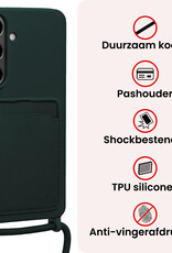 NoXx NoXx Samsung Galaxy S26 Hoesje Pashouder met Koord Met Screenprotector - Donkergroen