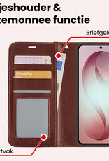 NoXx NoXx Samsung Galaxy S26 Hoesje Bookcase Met Screenprotector - Bruin