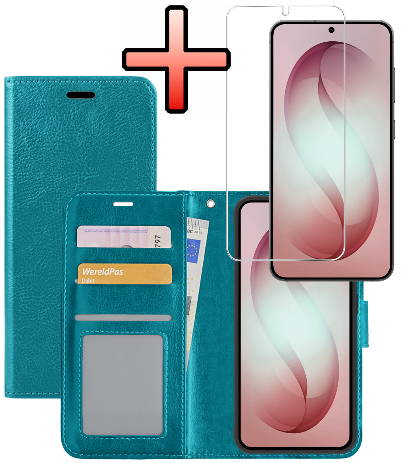 NoXx NoXx Samsung Galaxy S26 Hoesje Bookcase Met Screenprotector - Turquoise