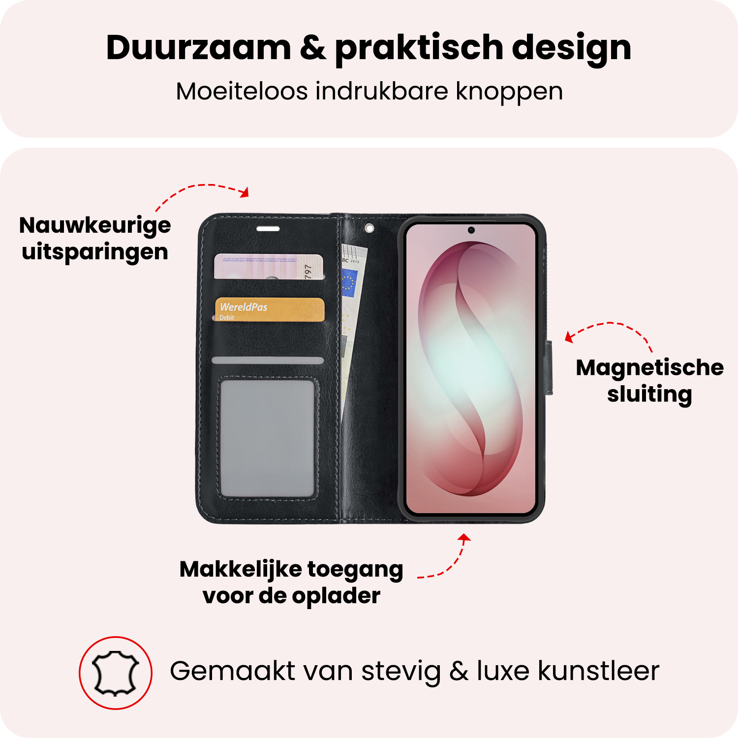 NoXx NoXx Samsung Galaxy S26 Hoesje Bookcase Met Screenprotector - Zwart