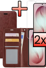 NoXx NoXx Samsung Galaxy S26 Hoesje Bookcase Met 2x Screenprotector - Bruin