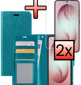 NoXx NoXx Samsung Galaxy S26 Hoesje Bookcase Met 2x Screenprotector - Turquoise