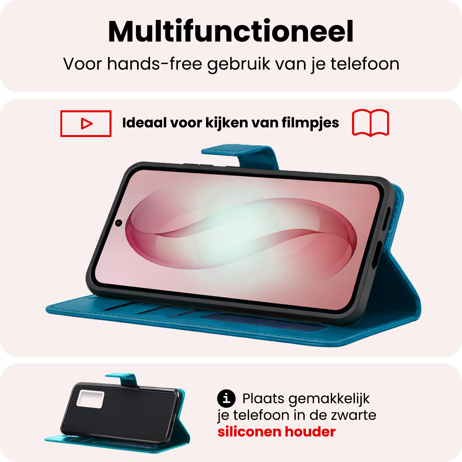 NoXx NoXx Samsung Galaxy S26 Hoesje Bookcase Met 2x Screenprotector - Turquoise