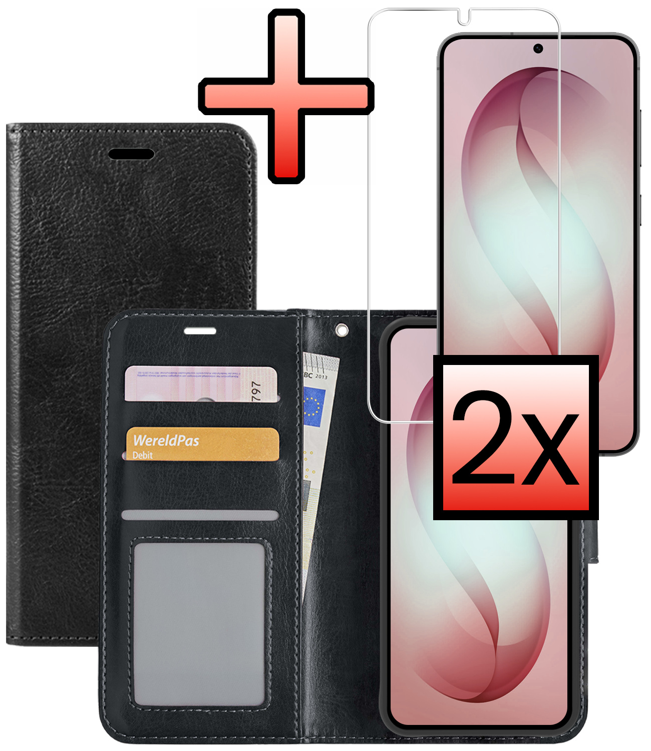 NoXx NoXx Samsung Galaxy S26 Hoesje Bookcase Met 2x Screenprotector - Zwart