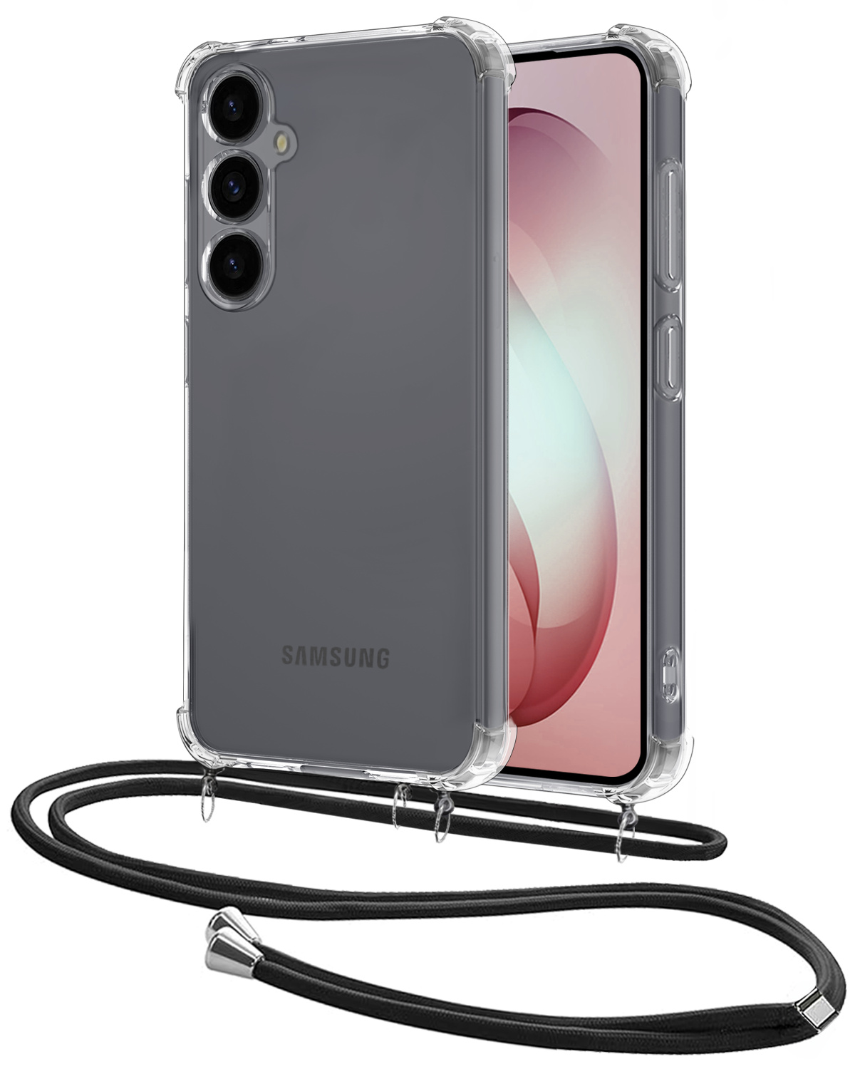 NoXx NoXx Samsung Galaxy S26 Plus Hoesje Transparant Shockproof Met Zwart Koord