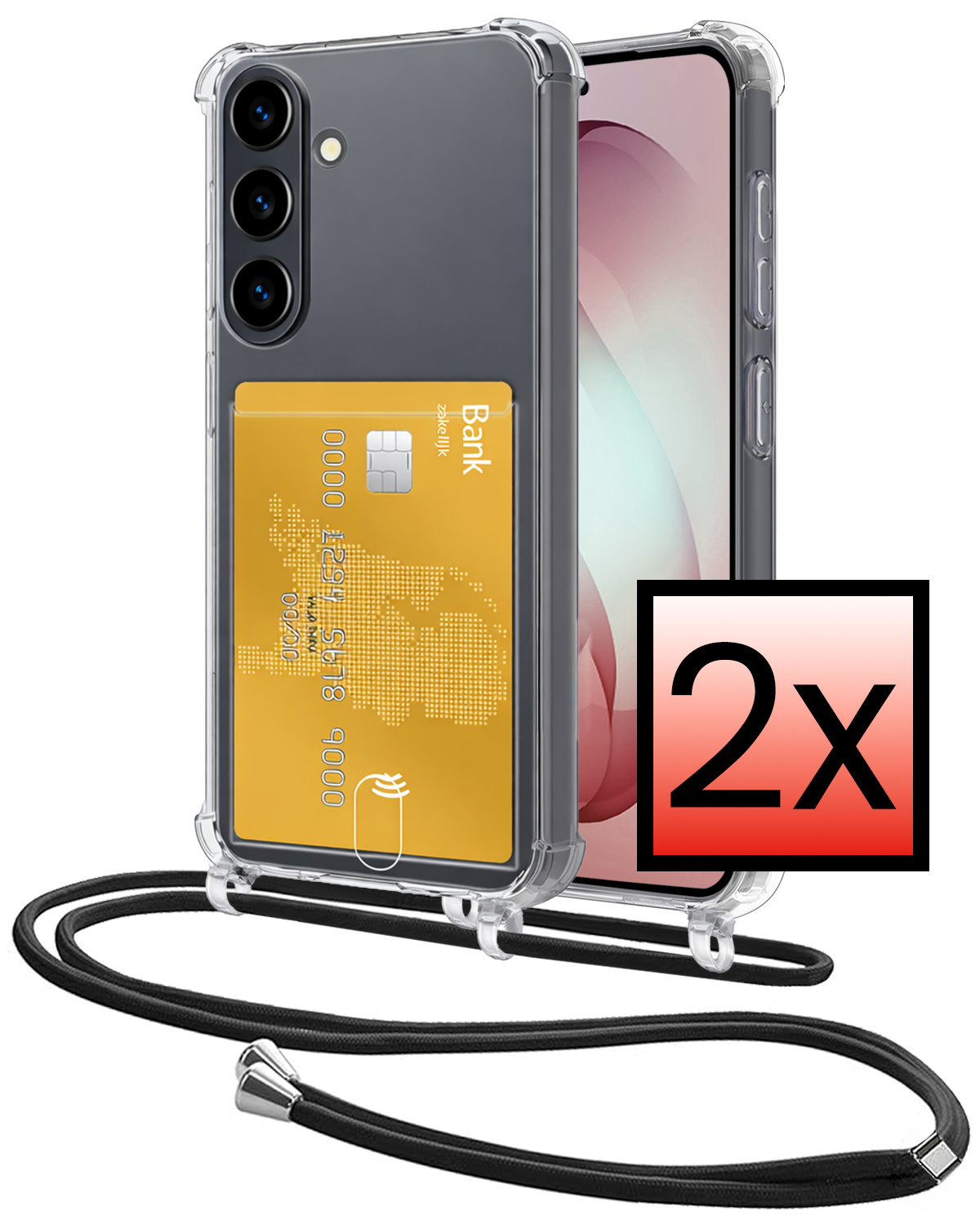 NoXx NoXx Samsung Galaxy S26 Plus Hoesje Pashouder met Koord - 2 PACK