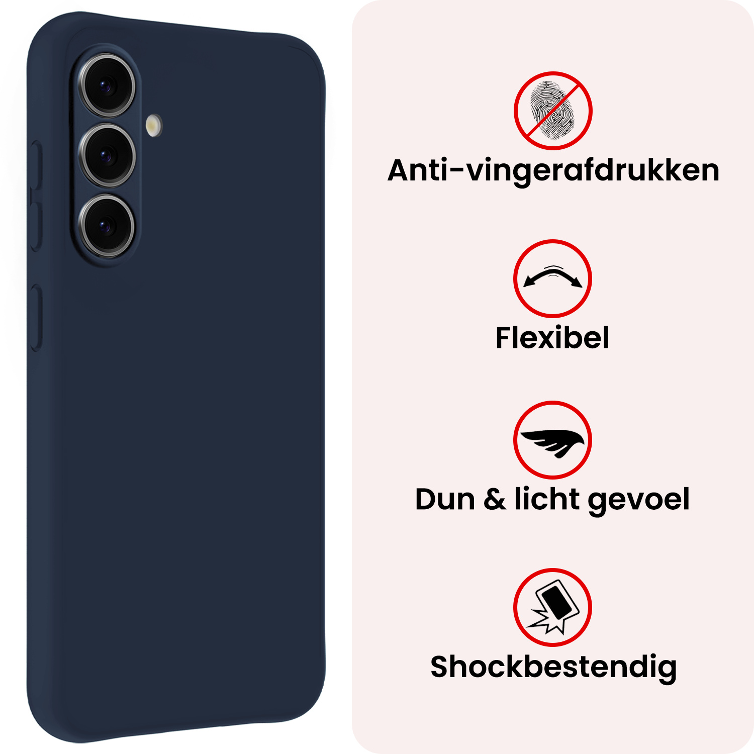 NoXx NoXx Samsung Galaxy S26 Plus Hoesje Siliconen - Donkerblauw - 2 PACK