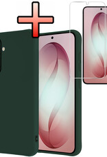NoXx NoXx Samsung Galaxy S26 Plus Hoesje Siliconen Met Screenprotector - Donkergroen