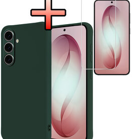 NoXx NoXx Samsung Galaxy S26 Plus Hoesje Siliconen Met Screenprotector - Donkergroen