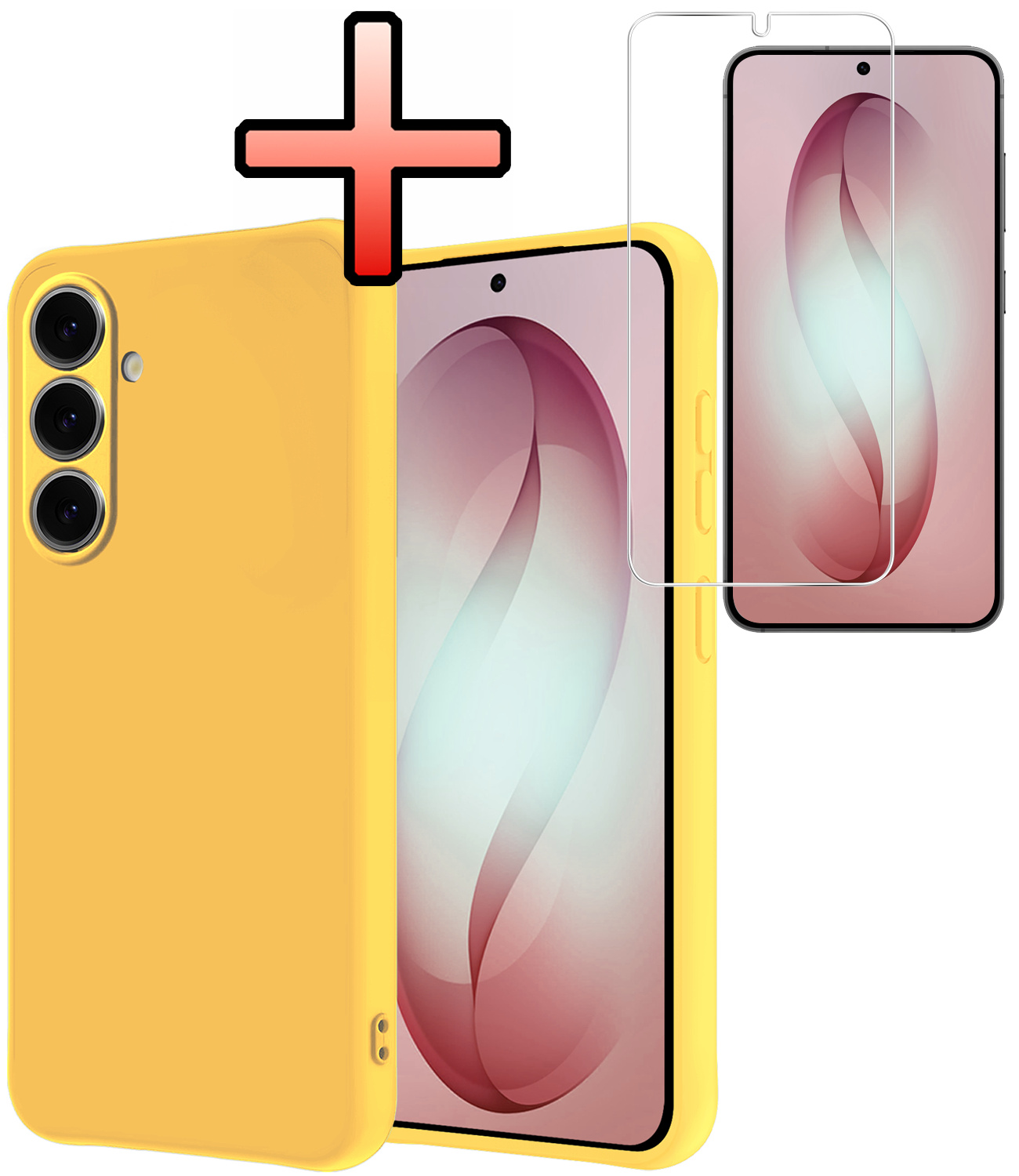 NoXx NoXx Samsung Galaxy S26 Plus Hoesje Siliconen Met Screenprotector - Geel