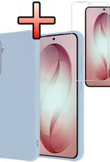 NoXx NoXx Samsung Galaxy S26 Plus Hoesje Siliconen Met Screenprotector - Lichtblauw
