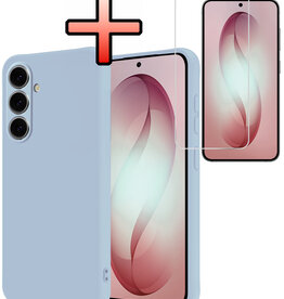 NoXx NoXx Samsung Galaxy S26 Plus Hoesje Siliconen Met Screenprotector - Lichtblauw
