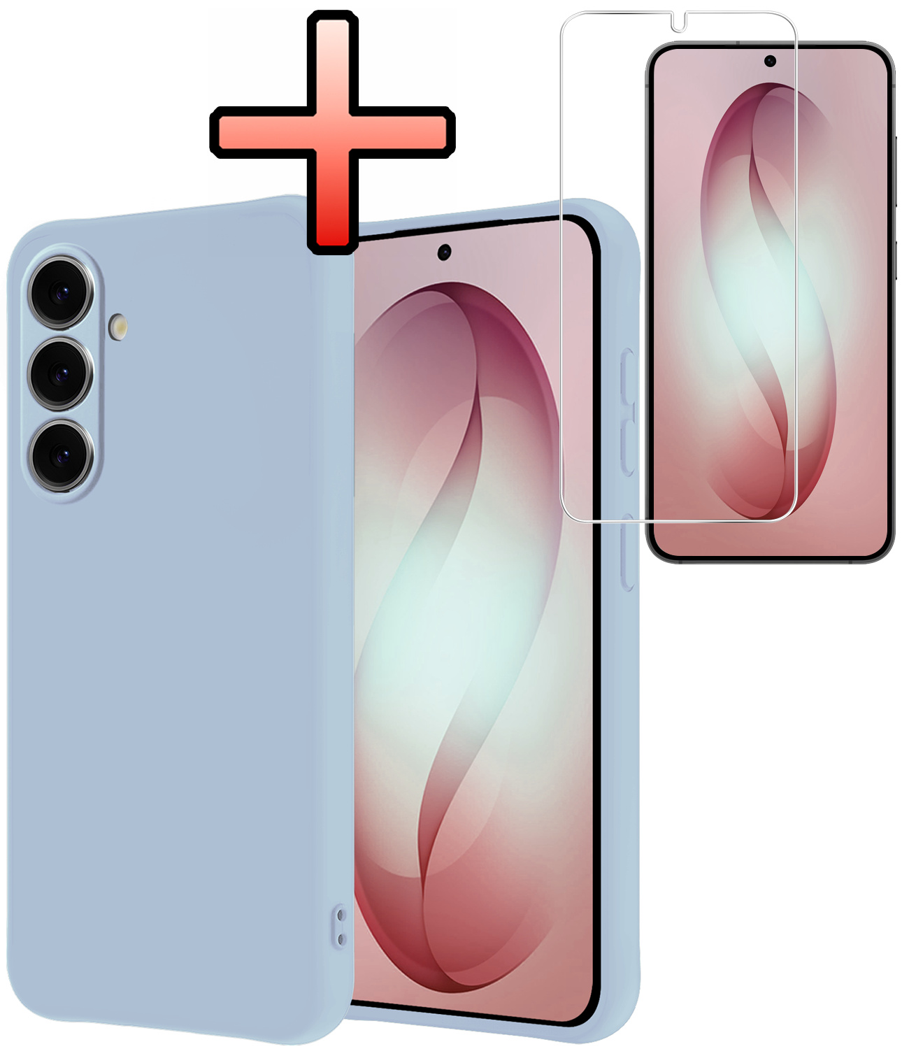 NoXx NoXx Samsung Galaxy S26 Plus Hoesje Siliconen Met Screenprotector - Lichtblauw