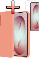 NoXx NoXx Samsung Galaxy S26 Plus Hoesje Siliconen Met Screenprotector - Perzik