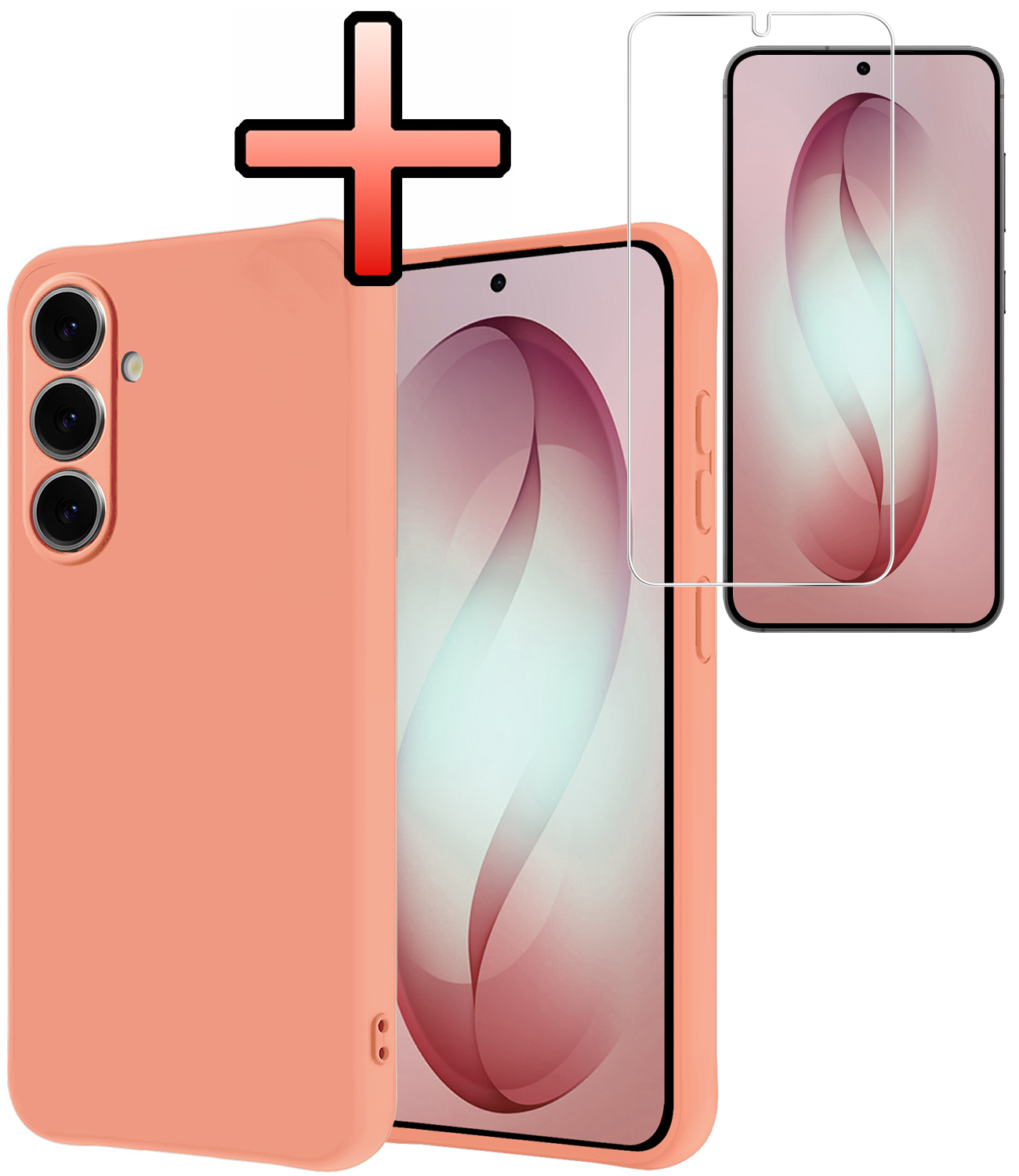 NoXx NoXx Samsung Galaxy S26 Plus Hoesje Siliconen Met Screenprotector - Perzik