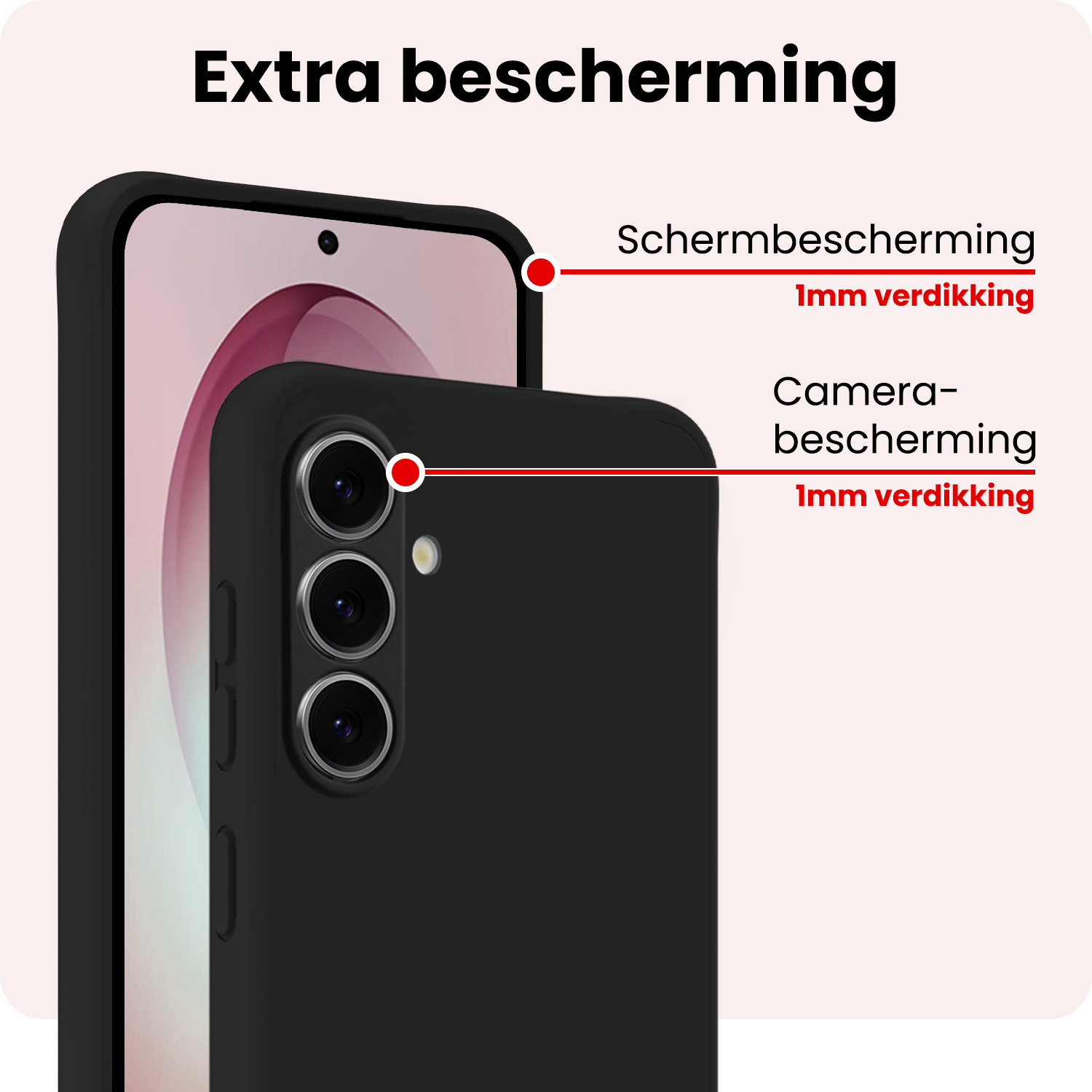 NoXx NoXx Samsung Galaxy S26 Plus Hoesje Siliconen Met Screenprotector - Zwart