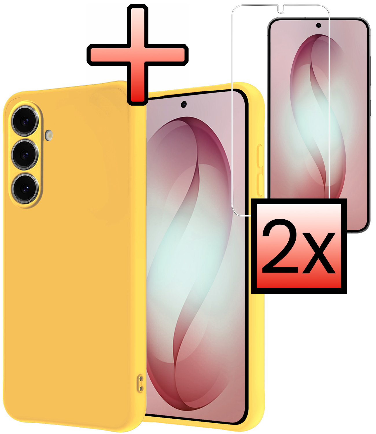 NoXx NoXx Samsung Galaxy S26 Plus Hoesje Siliconen Met 2x Screenprotector - Geel