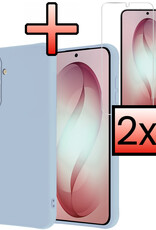 NoXx NoXx Samsung Galaxy S26 Plus Hoesje Siliconen Met 2x Screenprotector - Lichtblauw