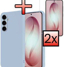 NoXx NoXx Samsung Galaxy S26 Plus Hoesje Siliconen Met 2x Screenprotector - Lichtblauw