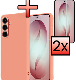 NoXx NoXx Samsung Galaxy S26 Plus Hoesje Siliconen Met 2x Screenprotector - Perzik