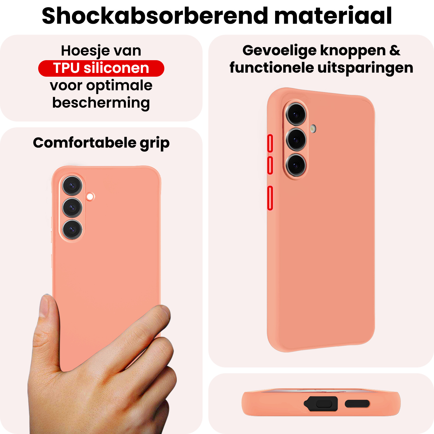 NoXx NoXx Samsung Galaxy S26 Plus Hoesje Siliconen Met 2x Screenprotector - Perzik