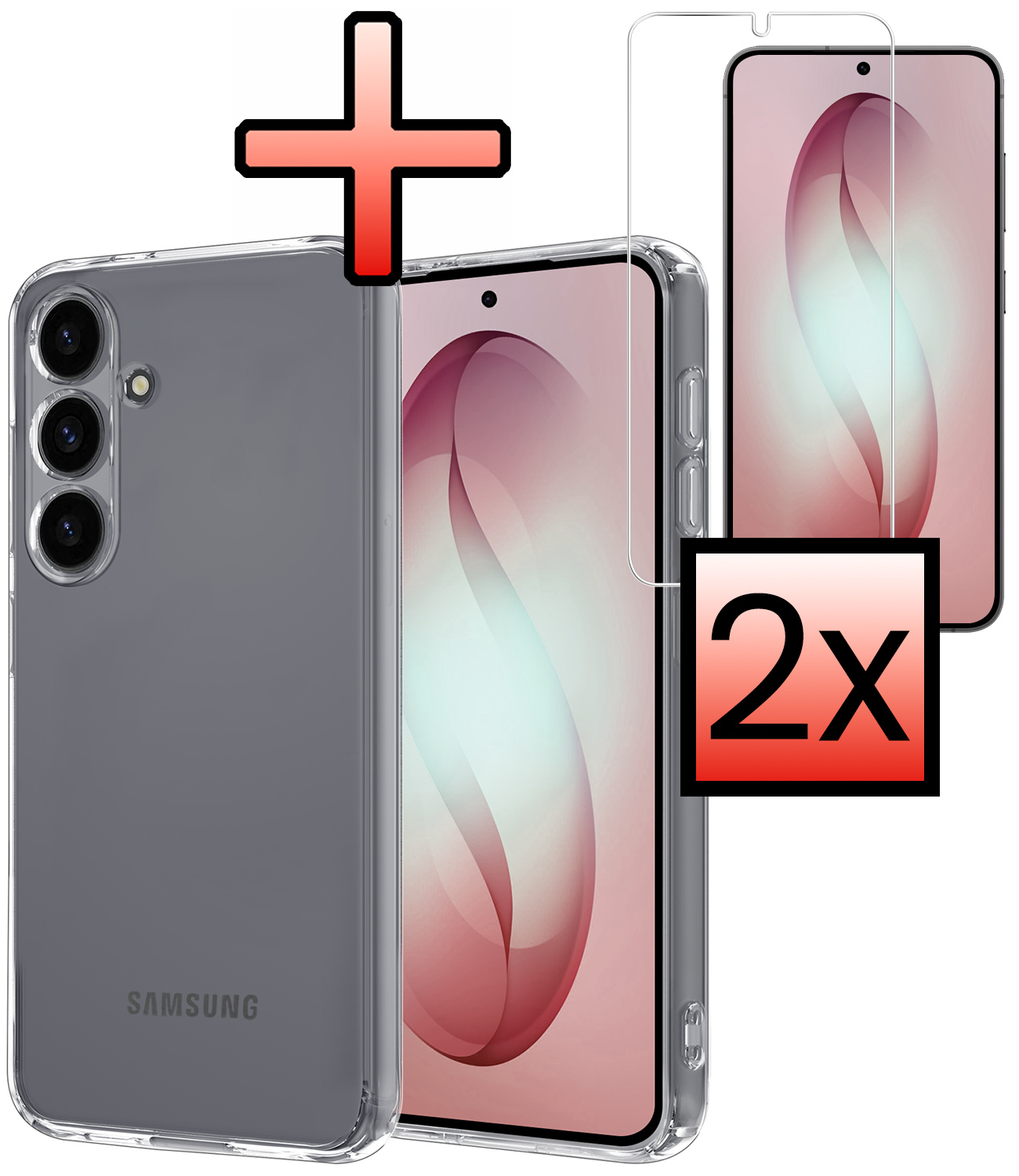 NoXx NoXx Samsung Galaxy S26 Plus Hoesje Siliconen Met 2x Screenprotector - Transparant