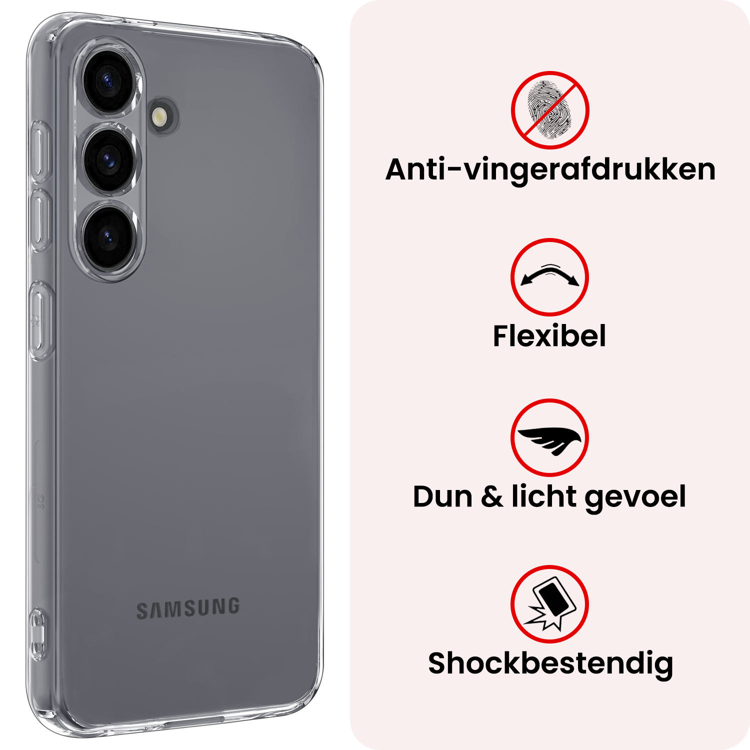 NoXx NoXx Samsung Galaxy S26 Plus Hoesje Siliconen Met 2x Screenprotector - Transparant