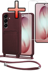 NoXx NoXx Samsung Galaxy S26 Plus Hoesje Pashouder met Koord Met Screenprotector - Aubergine