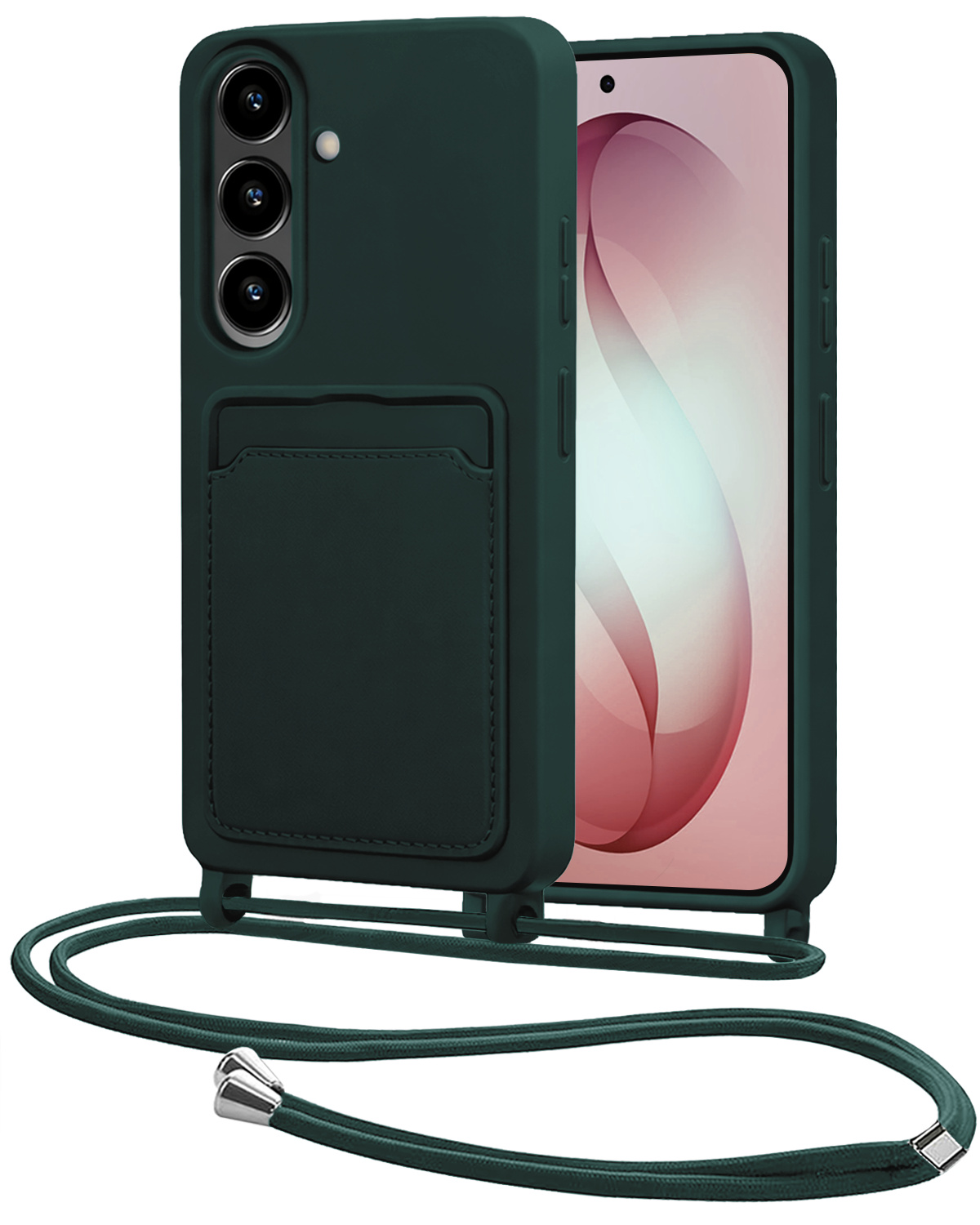 NoXx NoXx Samsung Galaxy S26 Plus Hoesje Pashouder met Koord - Donkergroen