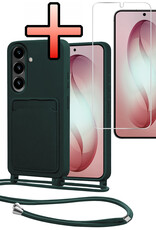 NoXx NoXx Samsung Galaxy S26 Plus Hoesje Pashouder met Koord Met Screenprotector - Donkergroen