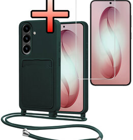 NoXx NoXx Samsung Galaxy S26 Plus Hoesje Pashouder met Koord Met Screenprotector - Donkergroen