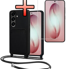 NoXx NoXx Samsung Galaxy S26 Plus Hoesje Pashouder met Koord Met Screenprotector - Zwart