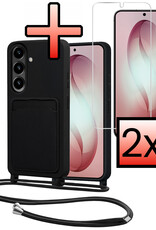 NoXx NoXx Samsung Galaxy S26 Plus Hoesje Pashouder met Koord Met 2x Screenprotector - Zwart