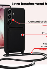 NoXx NoXx Samsung Galaxy S26 Plus Hoesje Pashouder met Koord Met 2x Screenprotector - Zwart