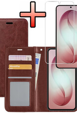 NoXx NoXx Samsung Galaxy S26 Plus Hoesje Bookcase Met Screenprotector - Bruin