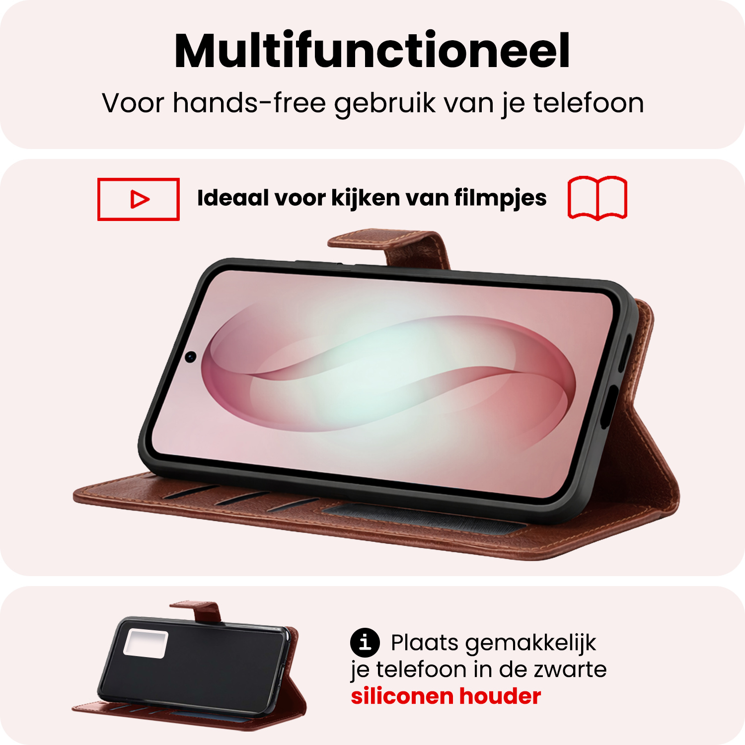 NoXx NoXx Samsung Galaxy S26 Plus Hoesje Bookcase Met Screenprotector - Bruin